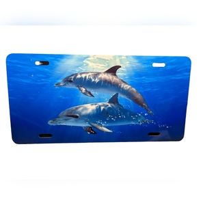 Beautiful Dolphins Ocean Scene License Plate Car Tag Sign